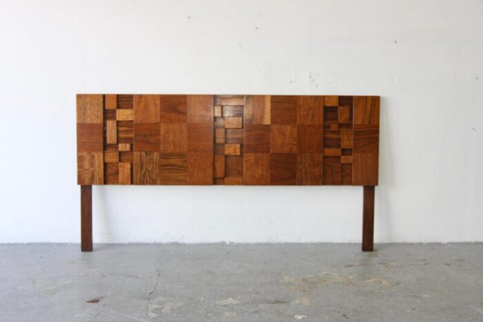 1970s mid century brutalist lane staccato walnut king headboard 3899