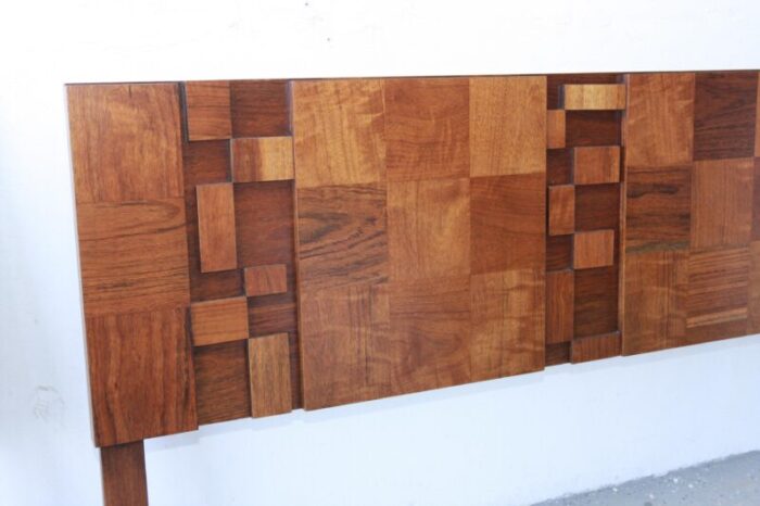 1970s mid century brutalist lane staccato walnut king headboard 6599