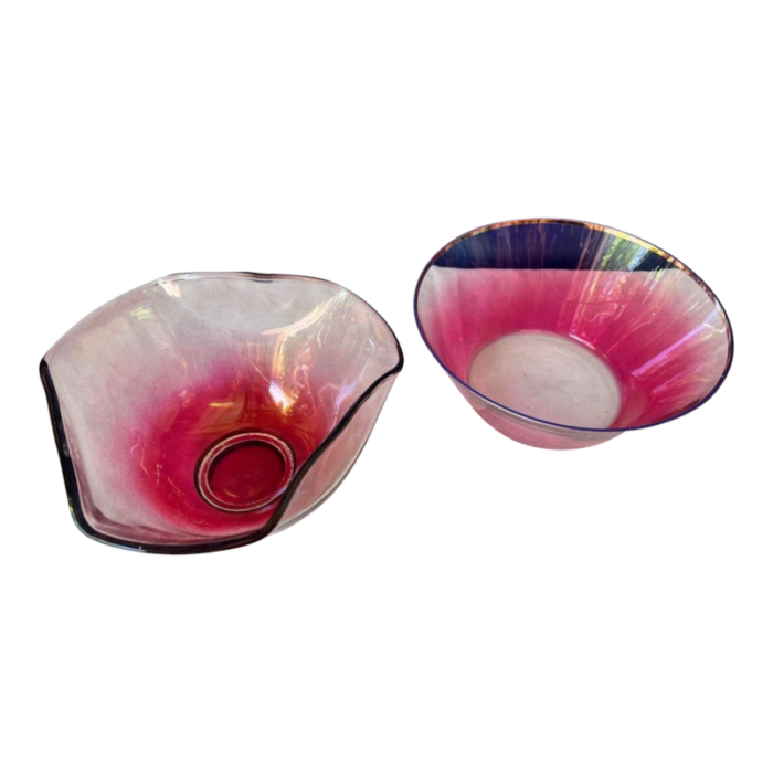 1970s pink glass serving bowls set of 2 3181