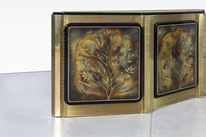 1970s vintage brass tree of life credenza by bernhard rohne for mastercraft 0103