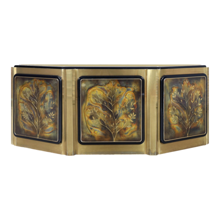 1970s vintage brass tree of life credenza by bernhard rohne for mastercraft 2961