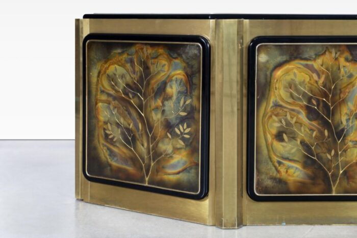 1970s vintage brass tree of life credenza by bernhard rohne for mastercraft 9106