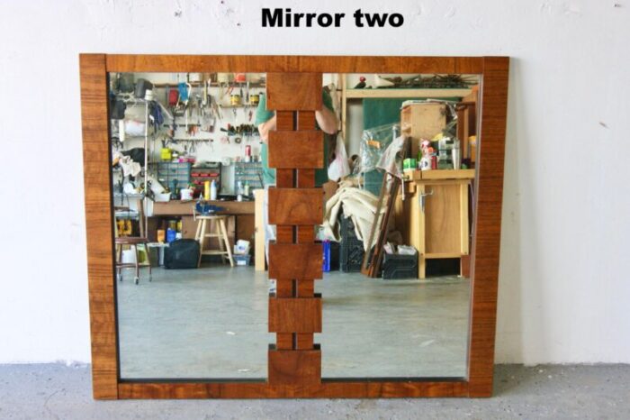 1970s vintage lane brutalist mid century walnut staccato double mirror 3575