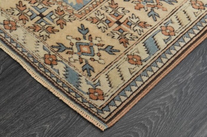 1970s vintage turkish handmade wool and cotton orange area rug 0310