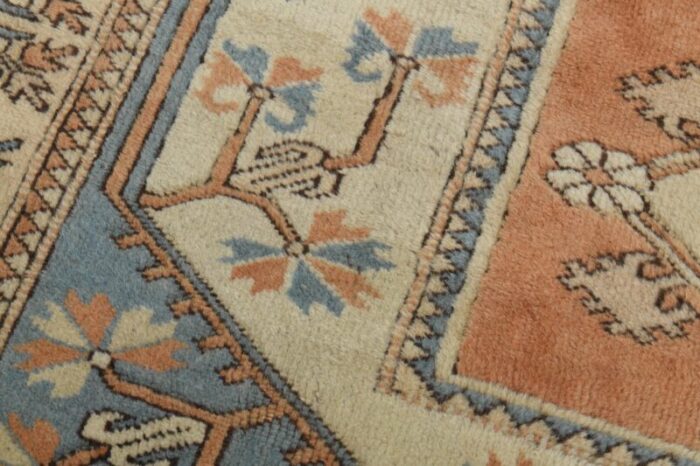 1970s vintage turkish handmade wool and cotton orange area rug 3780