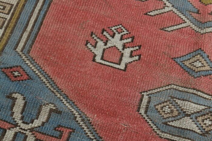 1970s vintage turkish handmade wool and cotton pink area rug 6939