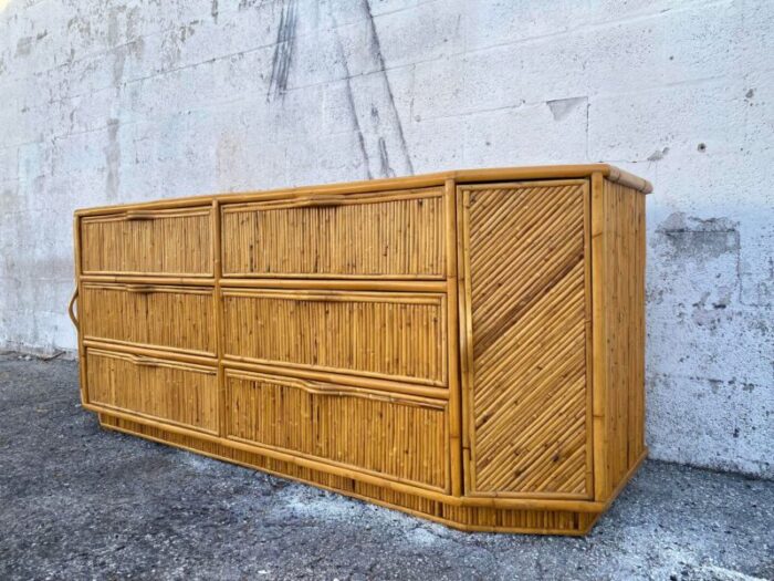 1980s bamboo credenza and sideboard 8999