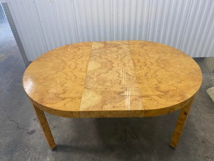 1980s burlwood 2 leaves dining table vladimir kagan style 3016