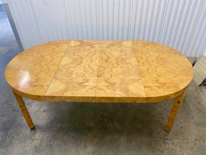 1980s burlwood 2 leaves dining table vladimir kagan style 3785