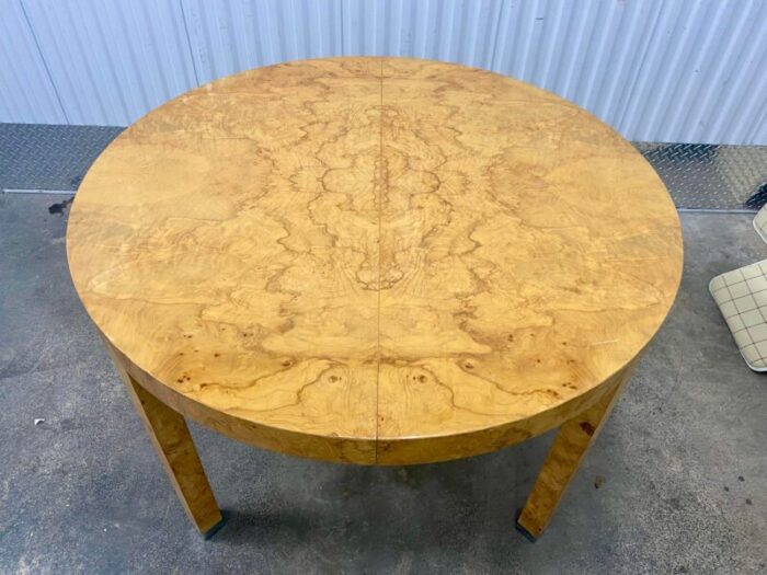 1980s burlwood 2 leaves dining table vladimir kagan style 5639