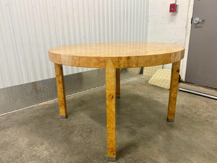 1980s burlwood 2 leaves dining table vladimir kagan style 7943