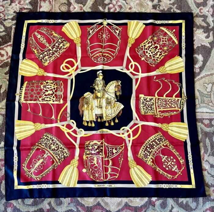 1980s hermes les muserolles silk scarf 9251