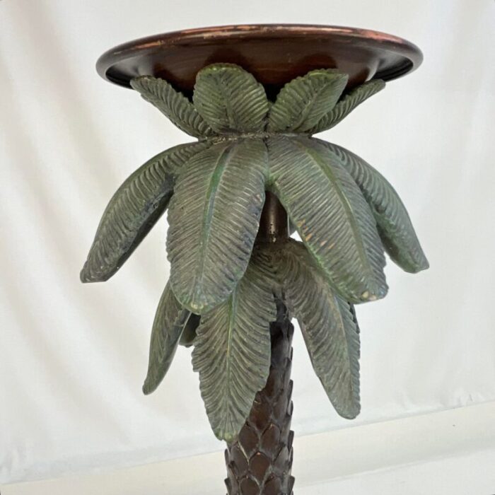 1980s vintage coastal chic large scale palm tree pillar candle holder 4499