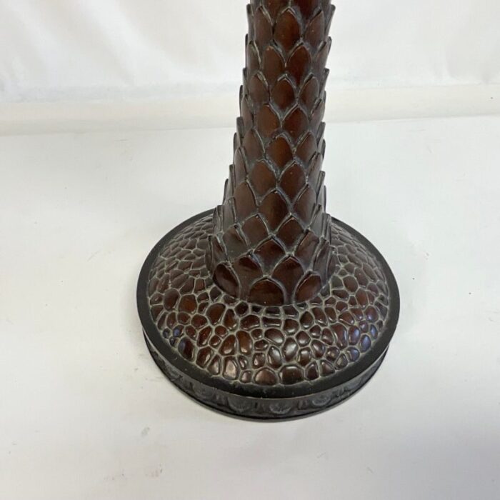 1980s vintage coastal chic large scale palm tree pillar candle holder 4693