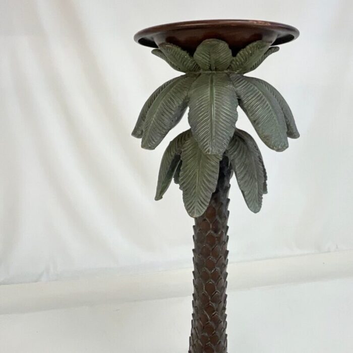 1980s vintage coastal chic large scale palm tree pillar candle holder 5315