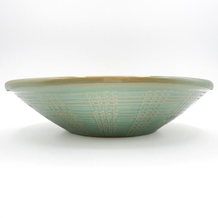 1990s celadon textured seafoam asian inspired shallow bowl 0125