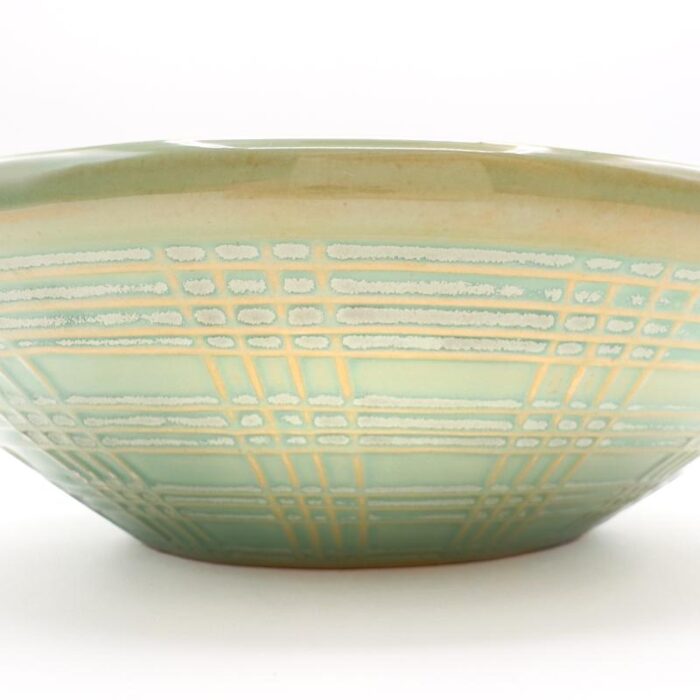 1990s celadon textured seafoam asian inspired shallow bowl 0686