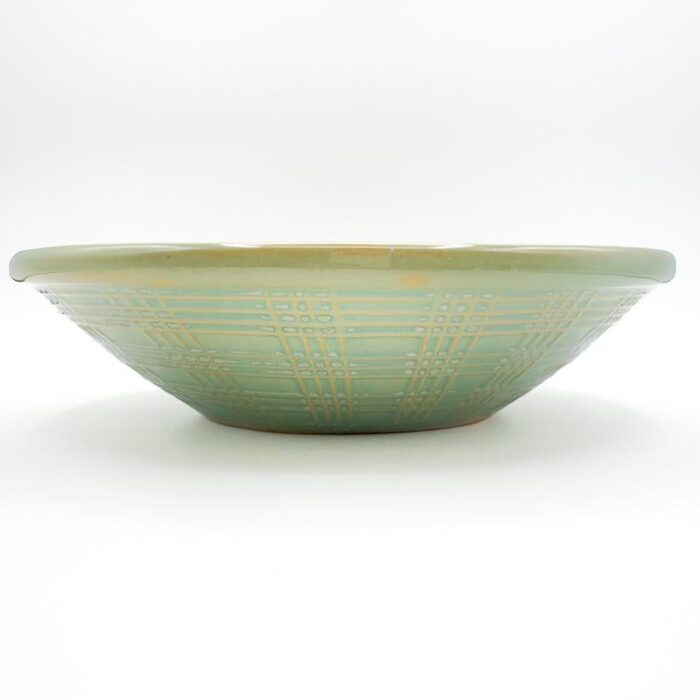 1990s celadon textured seafoam asian inspired shallow bowl 3613