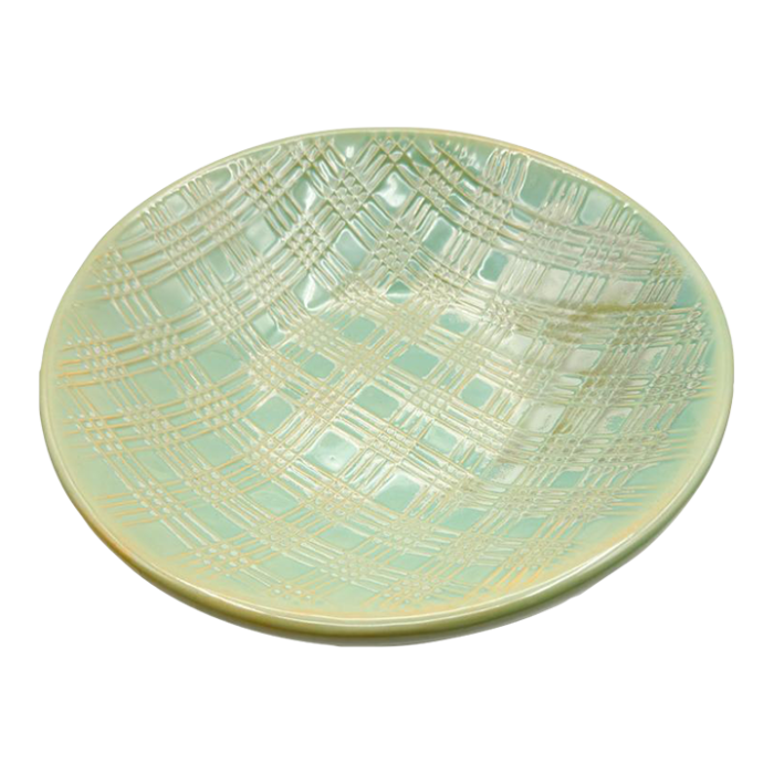 1990s celadon textured seafoam asian inspired shallow bowl 5809