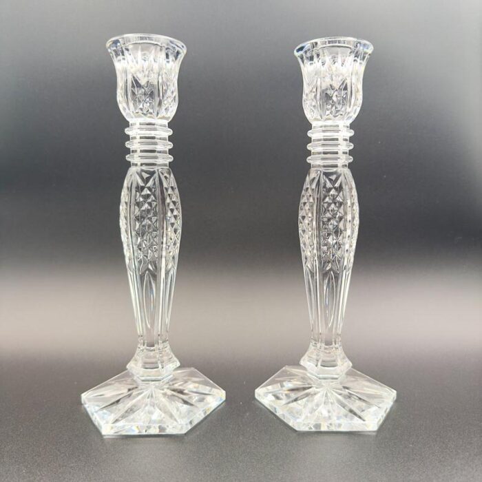 1990s waterford crystal candlestick holders vintage candleholders bethany pattern pair signed 1042