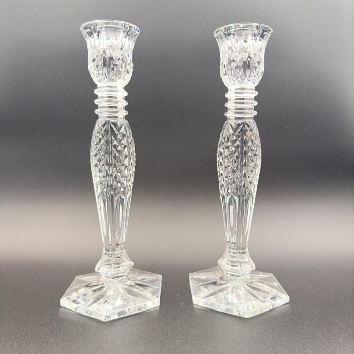 1990s waterford crystal candlestick holders vintage candleholders bethany pattern pair signed 4592