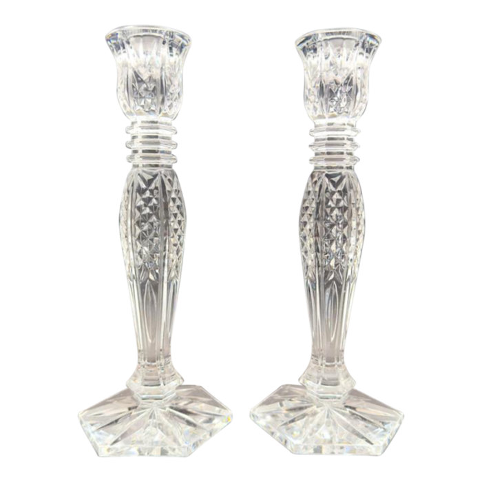 1990s waterford crystal candlestick holders vintage candleholders bethany pattern pair signed 8116