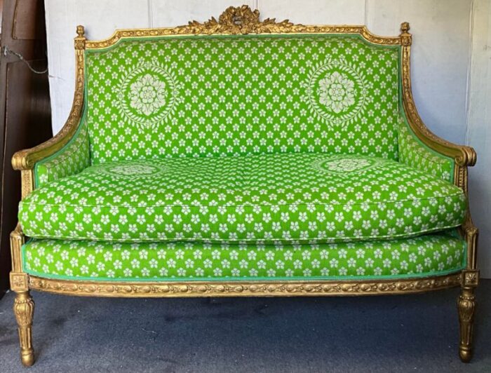 19th c french louis xvi style carved giltwood settee 1663