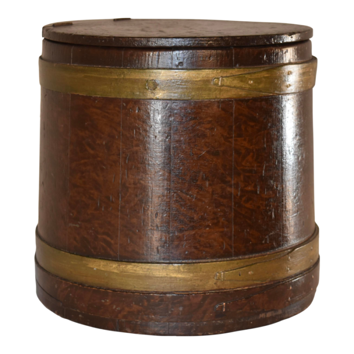 19th century american grain painted lidded box 3320