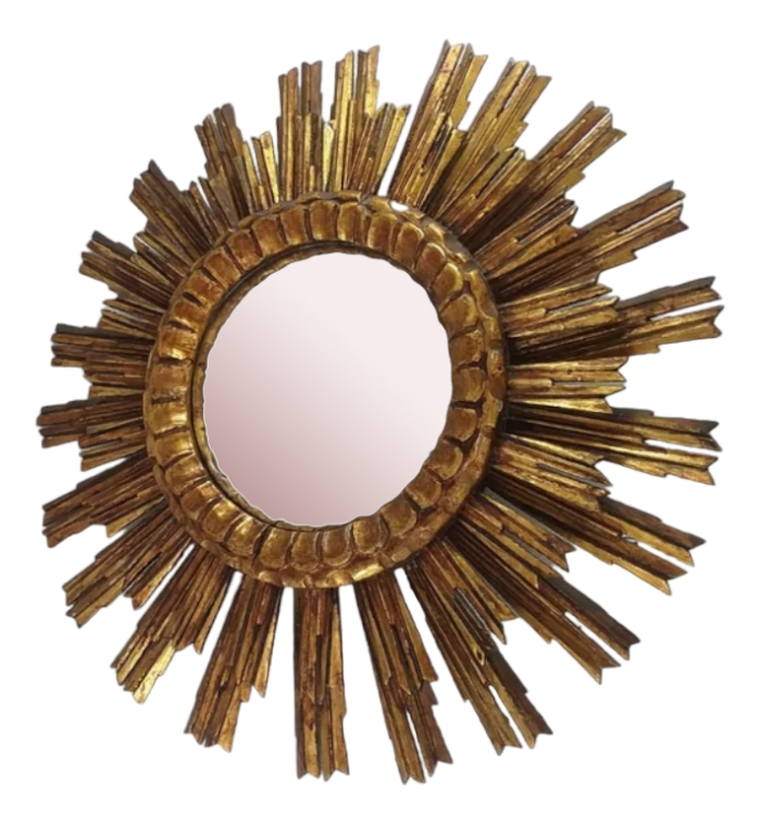 19th century carved gilt wood sun mirror spain 3574