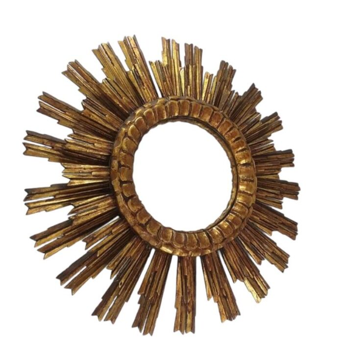 19th century carved gilt wood sun mirror spain 4099