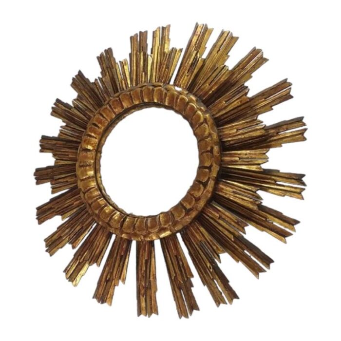 19th century carved gilt wood sun mirror spain 9440