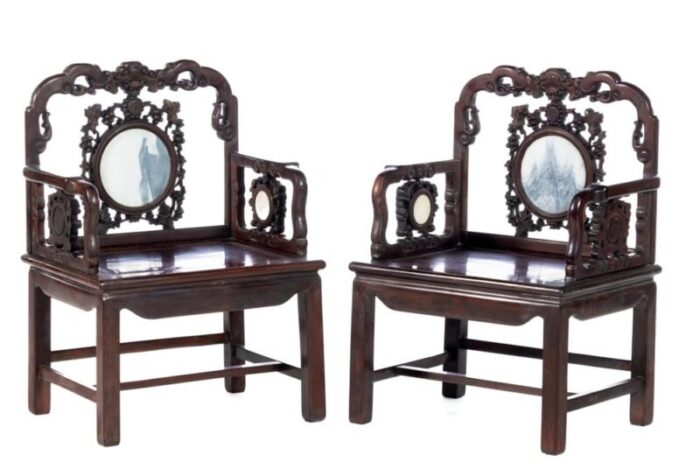 19th century chinese armchairs set of 4 7030