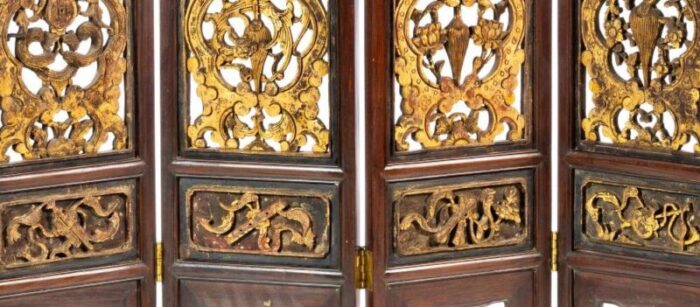 19th century chinese four leaf screen 7482