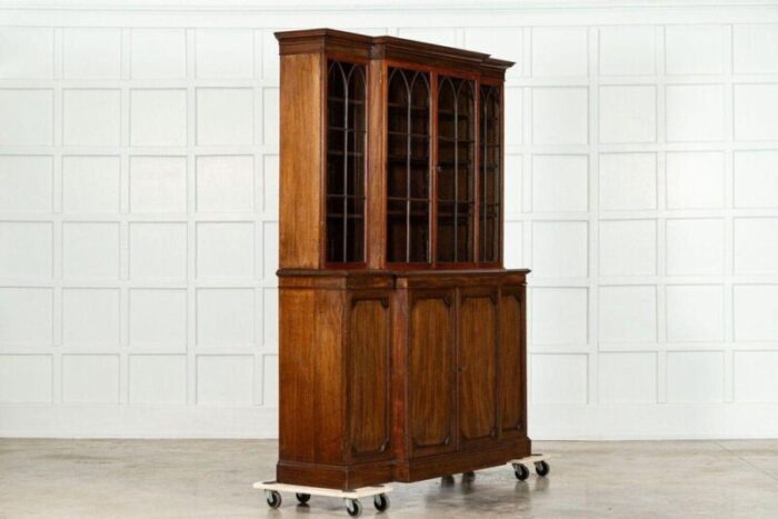 19th century english mahogany arched glazed bookcase cabinet 1880s 8896