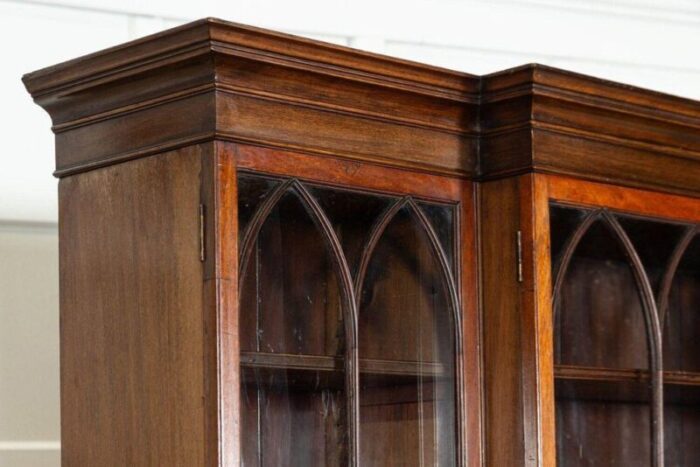 19th century english mahogany arched glazed bookcase cabinet 1880s 9272