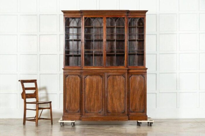 19th century english mahogany arched glazed bookcase cabinet 1880s 9604