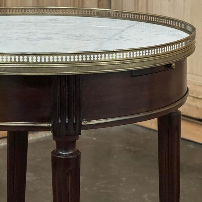 19th century french louis xvi mahogany marble top bouillotte table 8963