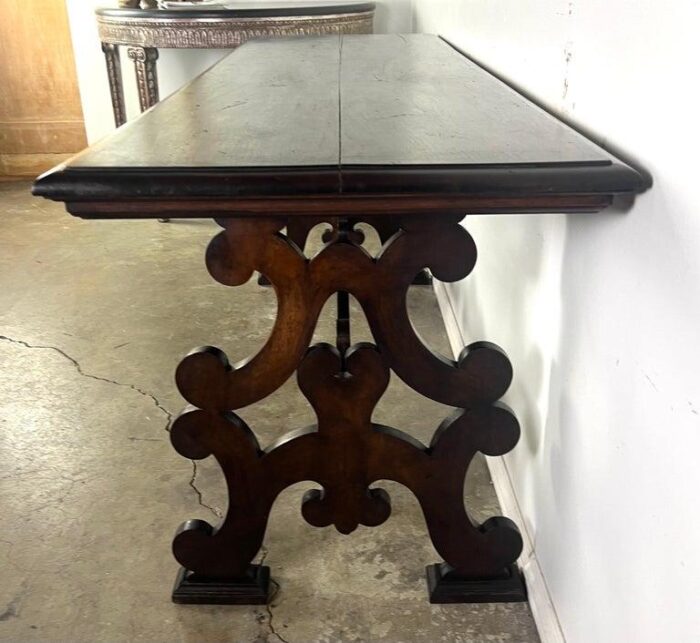 19th century italian walnut console w stretcher 7343