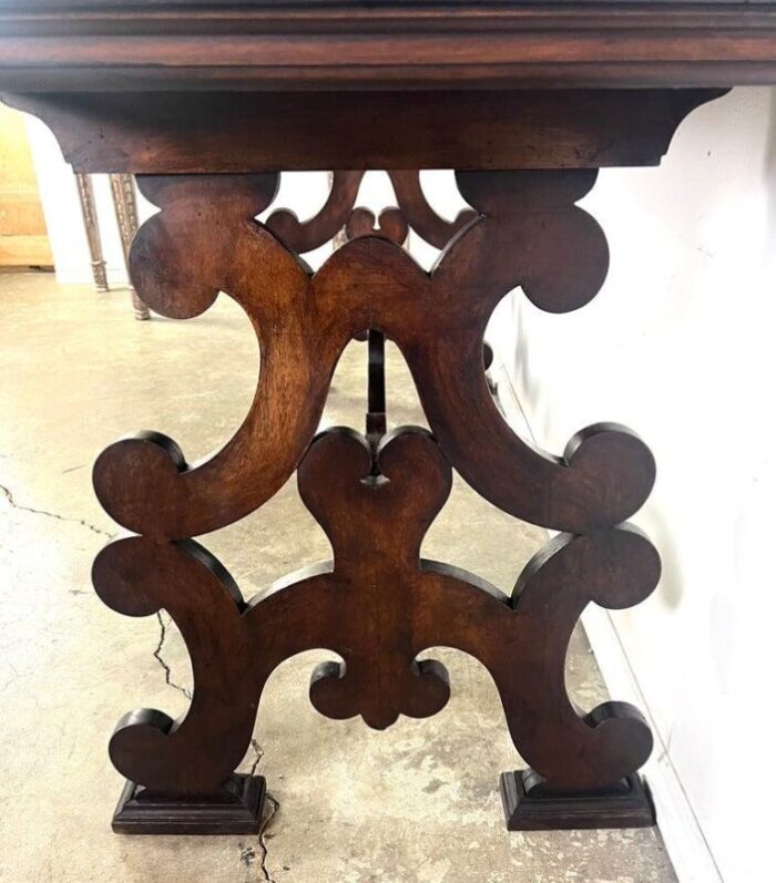 19th century italian walnut console w stretcher 9836