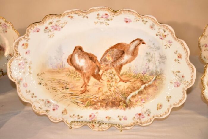 19th century limoges game bird set 5456