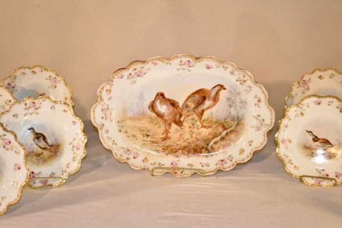 19th century limoges game bird set 8558