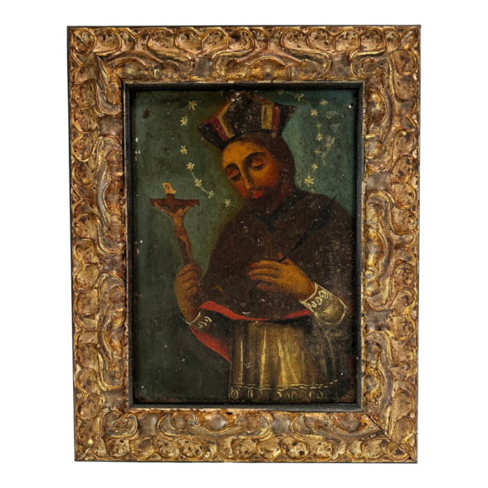 19th century mexican retablo painting framed 2992