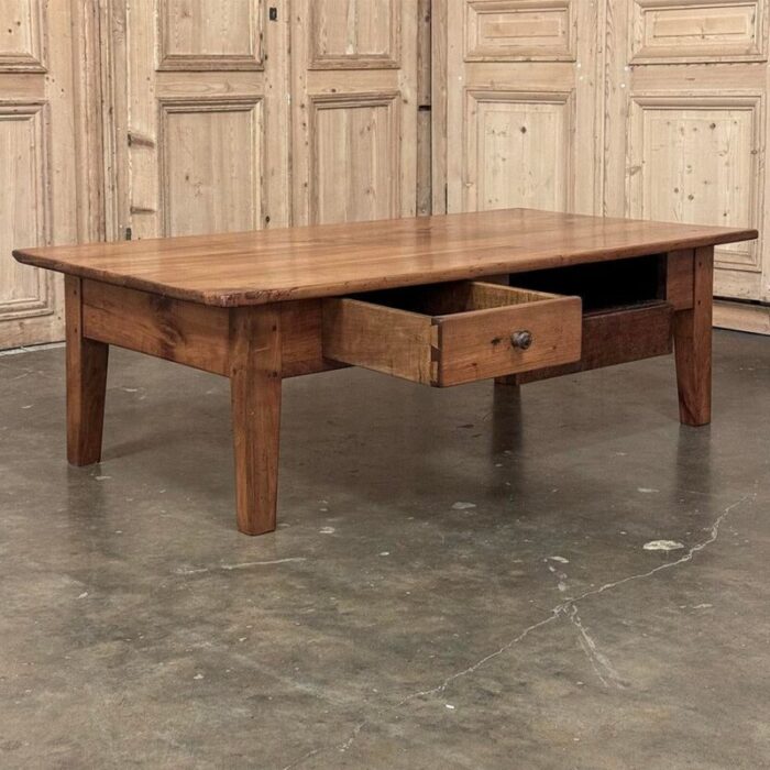 19th century rustic county french pine coffee table 5543