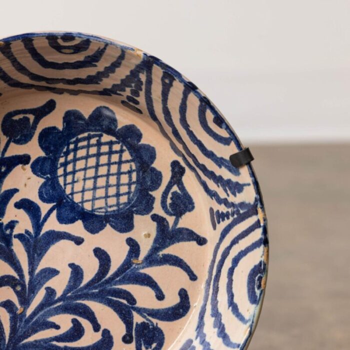 19th century spanish blue and white fajalauza lebrillo bowl from granada 1845