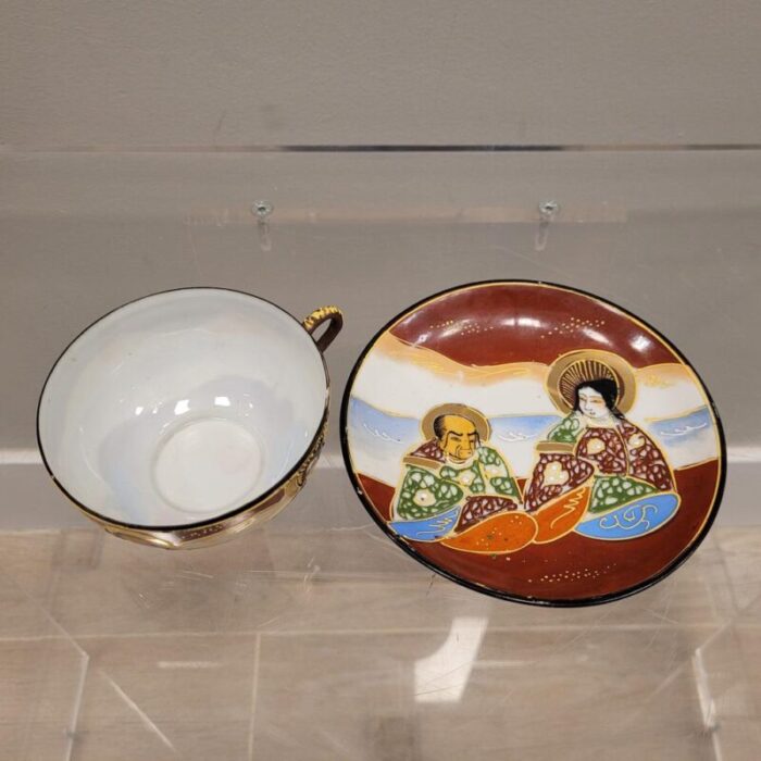 19th century tu y yo satsuma porcelain sest with dragon and wise men motif japan set of 7 6530