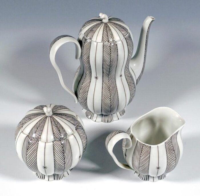 20th century art deco augarten melon mocha set by josef hoffmann vienna 1930s set of 15 0415