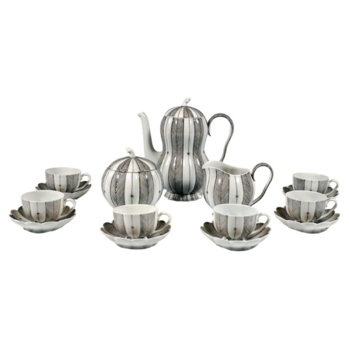 20th century art deco augarten melon mocha set by josef hoffmann vienna 1930s set of 15 2465