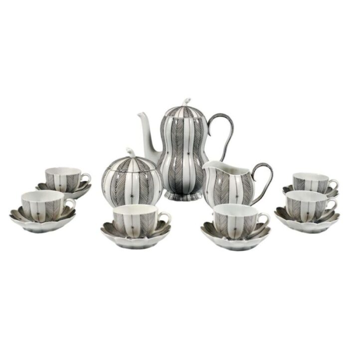 20th century art deco augarten melon mocha set by josef hoffmann vienna 1930s set of 15 3159