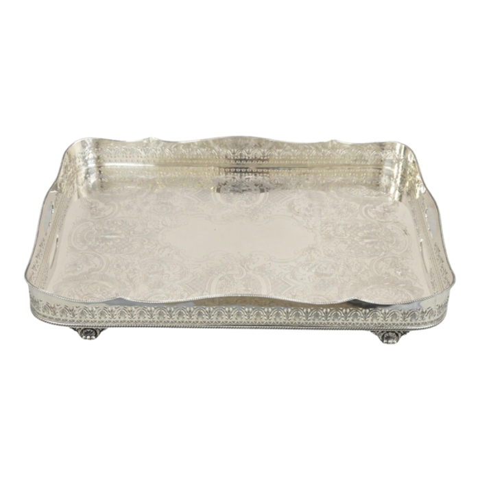 20th century english sheffield adams silver plated scalloped serving platter tray 0968