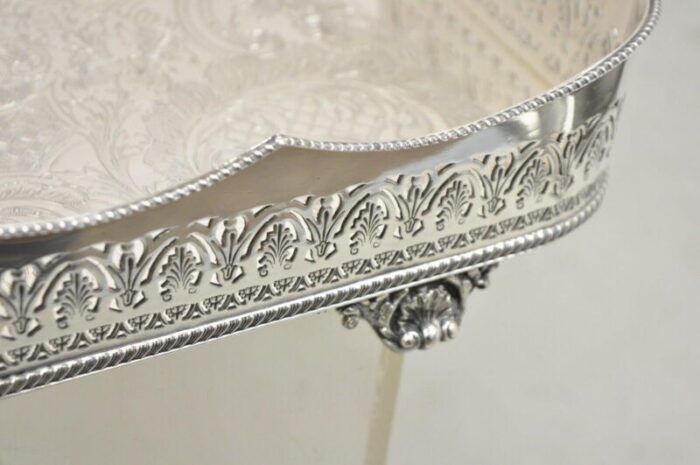 20th century english sheffield adams silver plated scalloped serving platter tray 1252